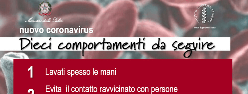 Dieci regole chiare e semplici per fronteggiare l'emergenza legata al nuovo coronavirus